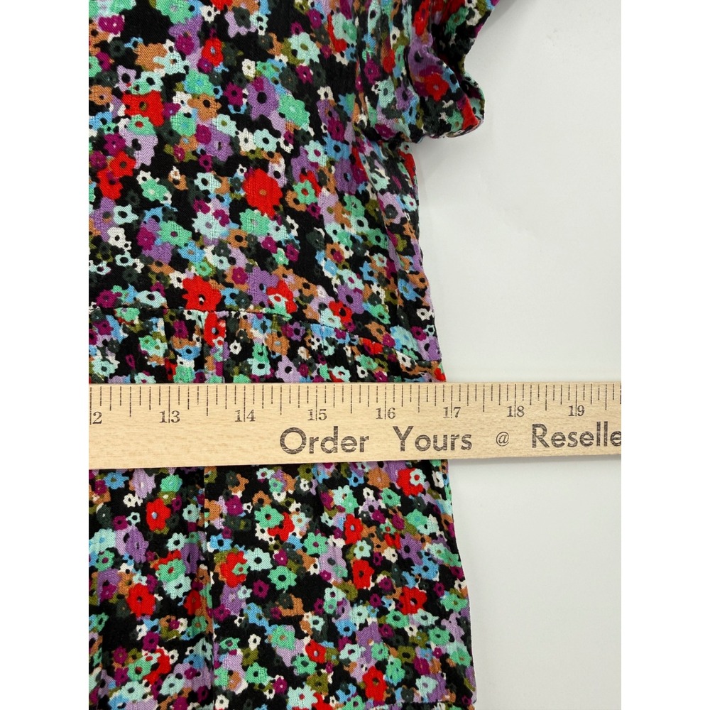Maeve Dress Womens XS Black Purple Floral Short Sleeve Colorful Garden Party - Picture 6 of 8